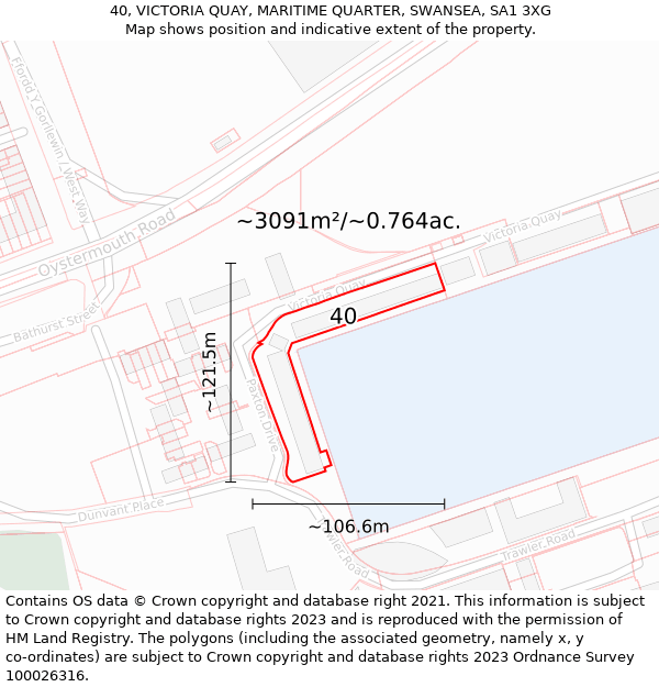 40, VICTORIA QUAY, MARITIME QUARTER, SWANSEA, SA1 3XG: Plot and title map