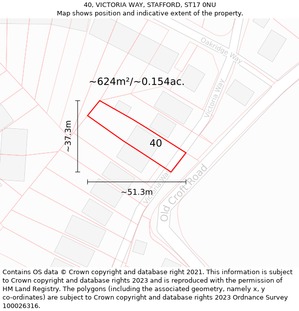 40, VICTORIA WAY, STAFFORD, ST17 0NU: Plot and title map