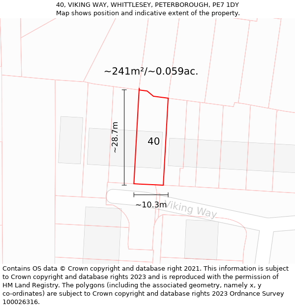 40, VIKING WAY, WHITTLESEY, PETERBOROUGH, PE7 1DY: Plot and title map