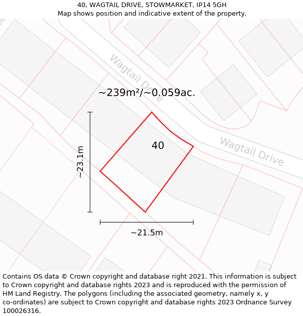 40, WAGTAIL DRIVE, STOWMARKET, IP14 5GH: Plot and title map