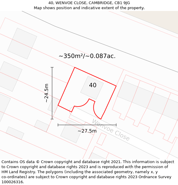 40, WENVOE CLOSE, CAMBRIDGE, CB1 9JG: Plot and title map