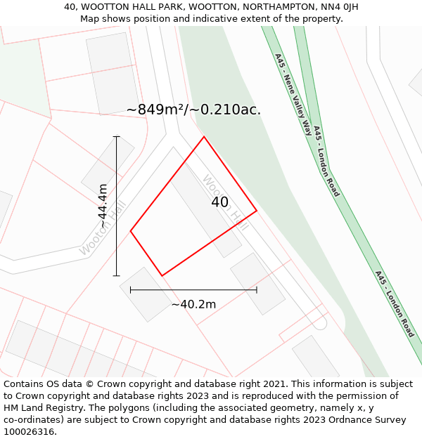 40, WOOTTON HALL PARK, WOOTTON, NORTHAMPTON, NN4 0JH: Plot and title map