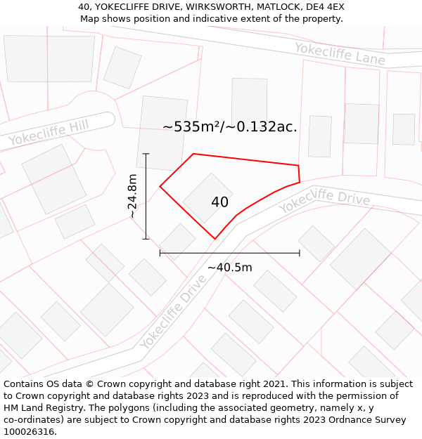 40, YOKECLIFFE DRIVE, WIRKSWORTH, MATLOCK, DE4 4EX: Plot and title map