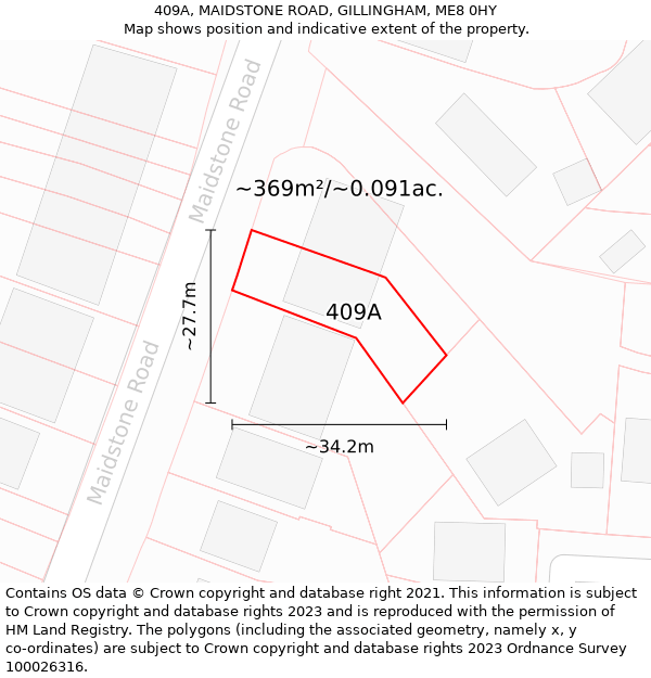 409A, MAIDSTONE ROAD, GILLINGHAM, ME8 0HY: Plot and title map