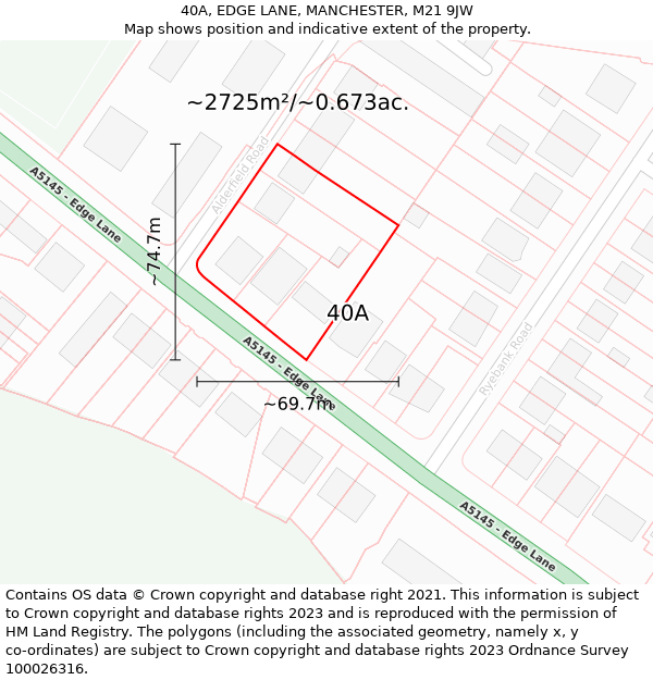 40A, EDGE LANE, MANCHESTER, M21 9JW: Plot and title map