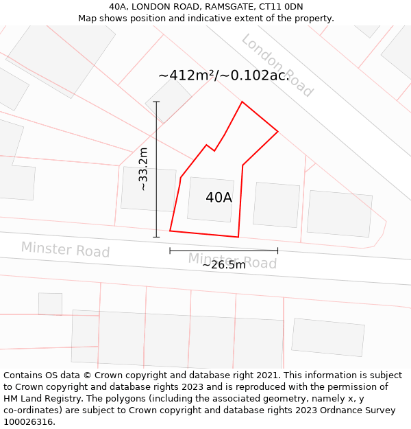 40A, LONDON ROAD, RAMSGATE, CT11 0DN: Plot and title map