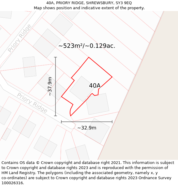 40A, PRIORY RIDGE, SHREWSBURY, SY3 9EQ: Plot and title map