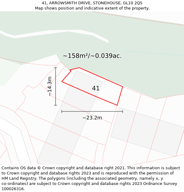 41, ARROWSMITH DRIVE, STONEHOUSE, GL10 2QS: Plot and title map