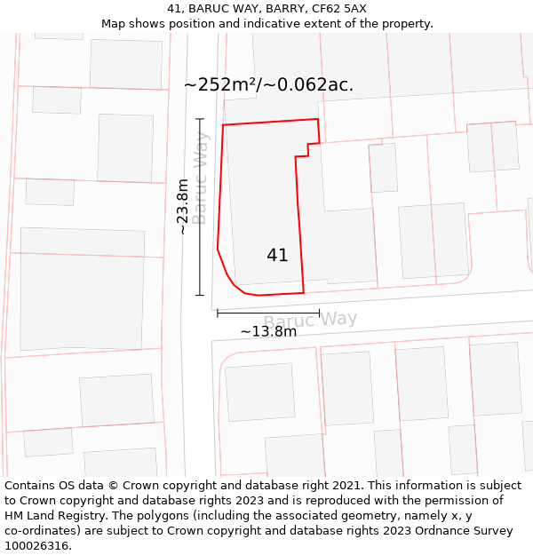 41, BARUC WAY, BARRY, CF62 5AX: Plot and title map