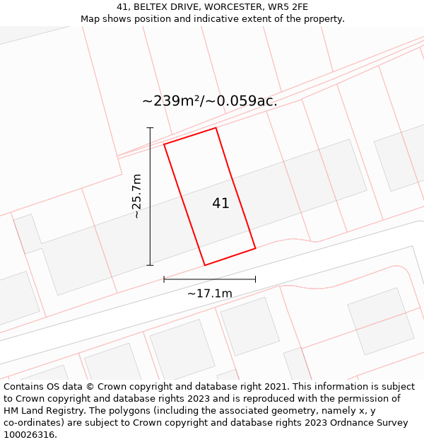 41, BELTEX DRIVE, WORCESTER, WR5 2FE: Plot and title map