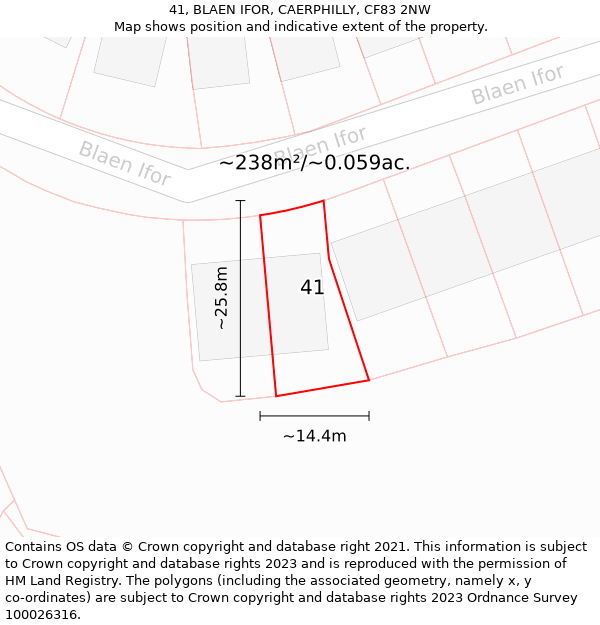 41, BLAEN IFOR, CAERPHILLY, CF83 2NW: Plot and title map