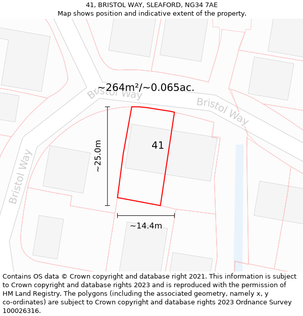 41, BRISTOL WAY, SLEAFORD, NG34 7AE: Plot and title map