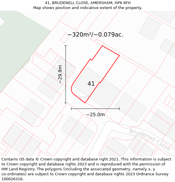 41, BRUDENELL CLOSE, AMERSHAM, HP6 6FH: Plot and title map