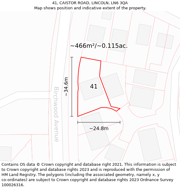 41, CAISTOR ROAD, LINCOLN, LN6 3QA: Plot and title map