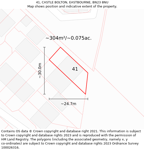 41, CASTLE BOLTON, EASTBOURNE, BN23 8NU: Plot and title map