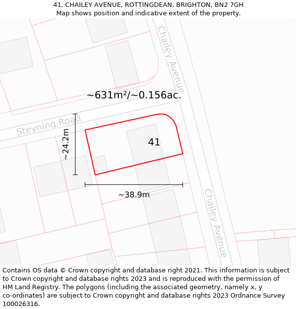 41, CHAILEY AVENUE, ROTTINGDEAN, BRIGHTON, BN2 7GH: Plot and title map