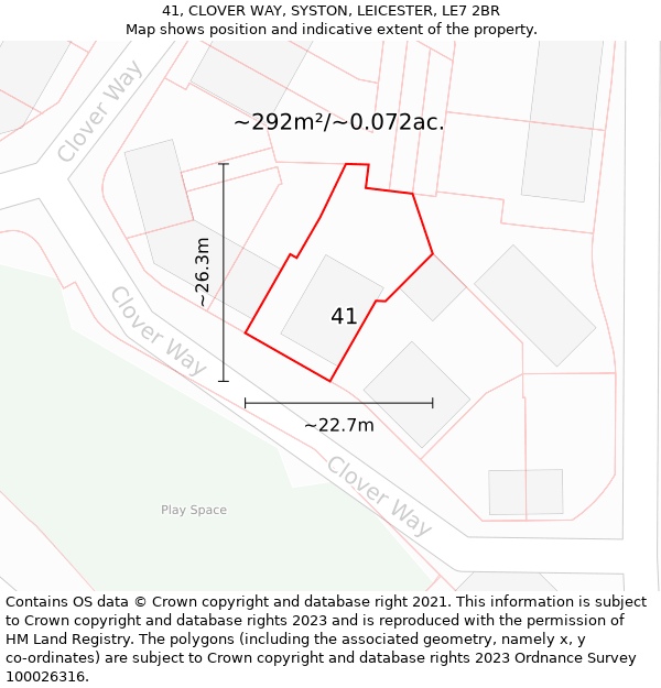 41, CLOVER WAY, SYSTON, LEICESTER, LE7 2BR: Plot and title map