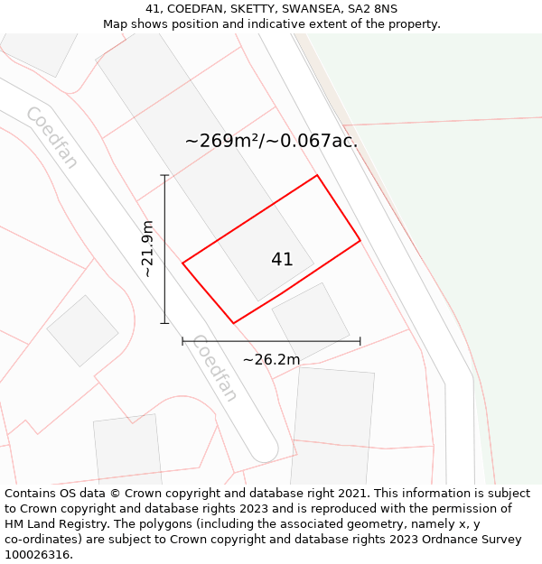 41, COEDFAN, SKETTY, SWANSEA, SA2 8NS: Plot and title map