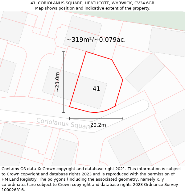 41, CORIOLANUS SQUARE, HEATHCOTE, WARWICK, CV34 6GR: Plot and title map