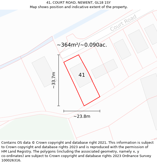 41, COURT ROAD, NEWENT, GL18 1SY: Plot and title map