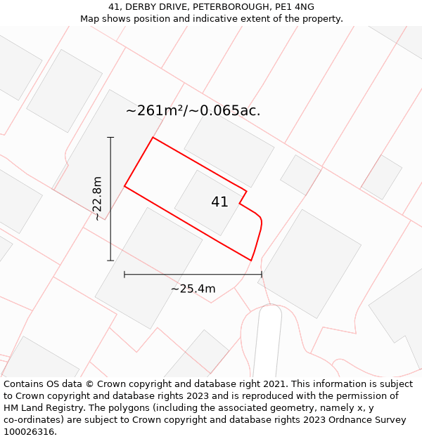 41, DERBY DRIVE, PETERBOROUGH, PE1 4NG: Plot and title map