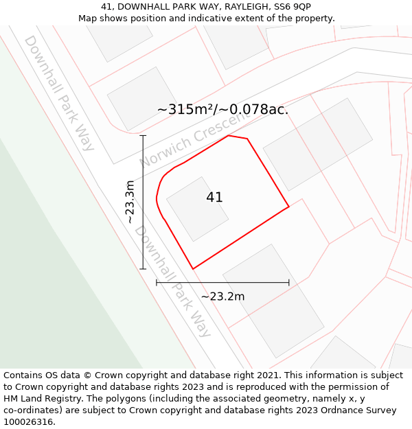 41, DOWNHALL PARK WAY, RAYLEIGH, SS6 9QP: Plot and title map