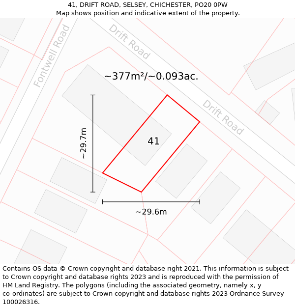 41, DRIFT ROAD, SELSEY, CHICHESTER, PO20 0PW: Plot and title map