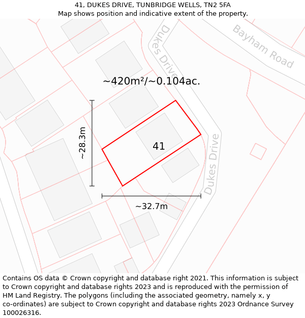 41, DUKES DRIVE, TUNBRIDGE WELLS, TN2 5FA: Plot and title map