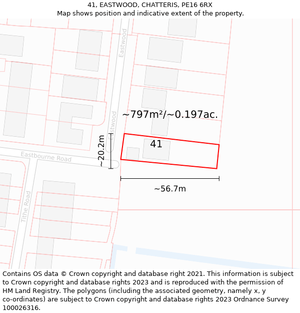 41, EASTWOOD, CHATTERIS, PE16 6RX: Plot and title map