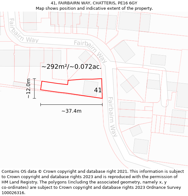 41, FAIRBAIRN WAY, CHATTERIS, PE16 6GY: Plot and title map