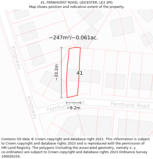 41, FERNHURST ROAD, LEICESTER, LE3 2PG: Plot and title map