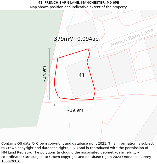 41, FRENCH BARN LANE, MANCHESTER, M9 6PB: Plot and title map