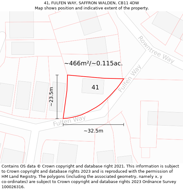 41, FULFEN WAY, SAFFRON WALDEN, CB11 4DW: Plot and title map