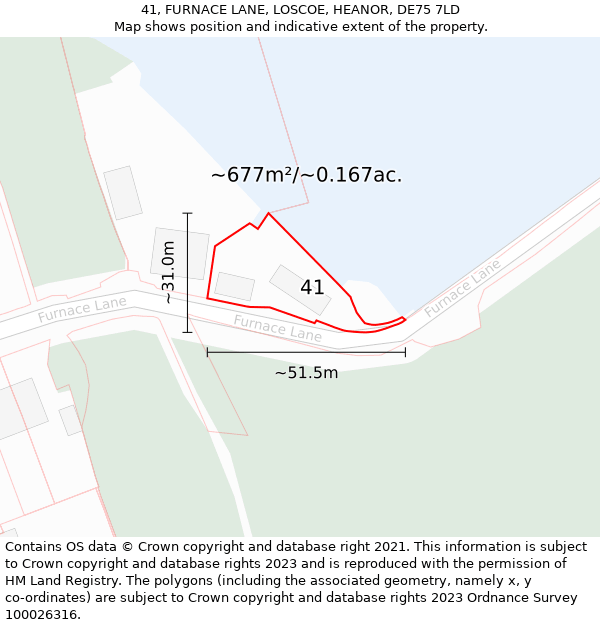 41, FURNACE LANE, LOSCOE, HEANOR, DE75 7LD: Plot and title map