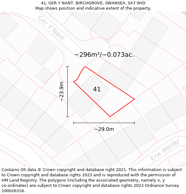 41, GER Y NANT, BIRCHGROVE, SWANSEA, SA7 0HD: Plot and title map
