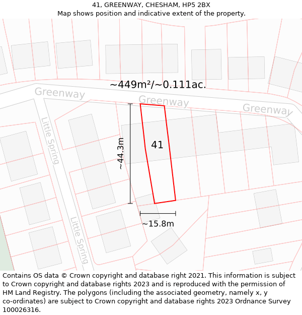 41, GREENWAY, CHESHAM, HP5 2BX: Plot and title map