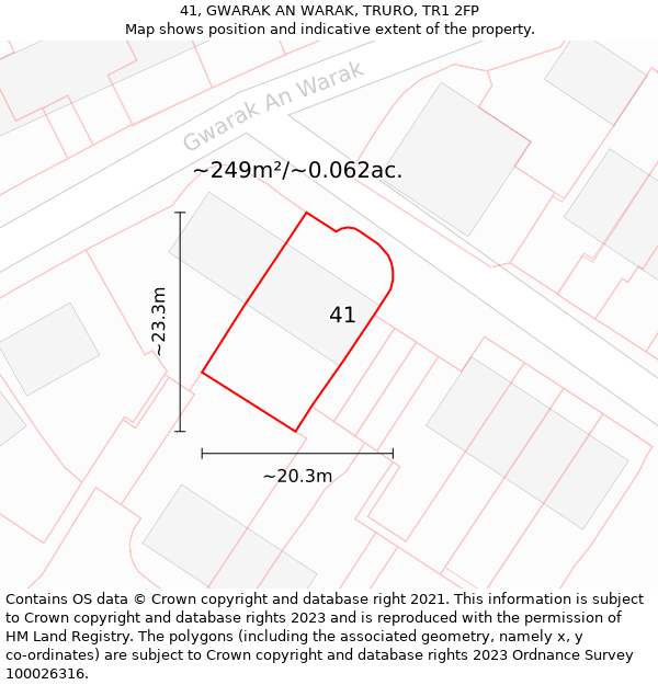 41, GWARAK AN WARAK, TRURO, TR1 2FP: Plot and title map