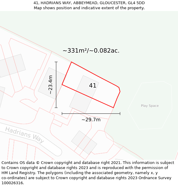 41, HADRIANS WAY, ABBEYMEAD, GLOUCESTER, GL4 5DD: Plot and title map