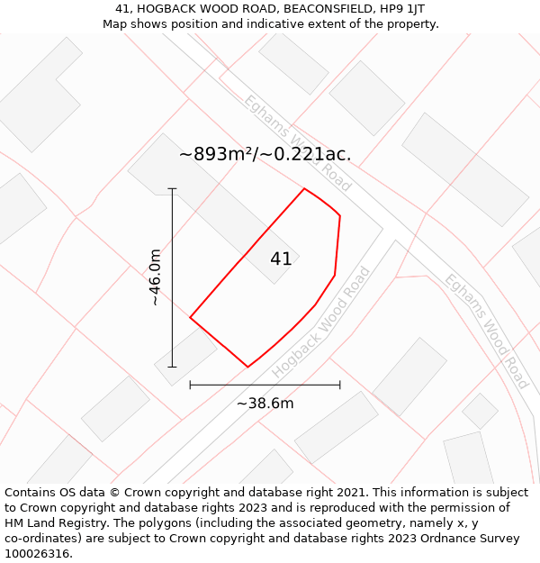 41, HOGBACK WOOD ROAD, BEACONSFIELD, HP9 1JT: Plot and title map