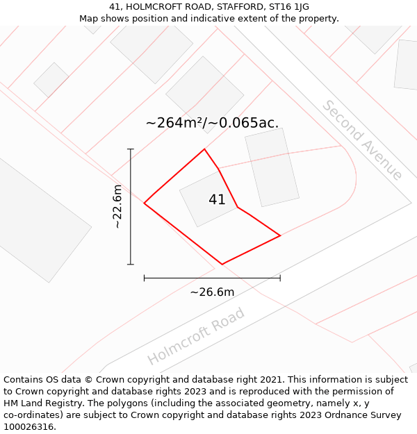41, HOLMCROFT ROAD, STAFFORD, ST16 1JG: Plot and title map