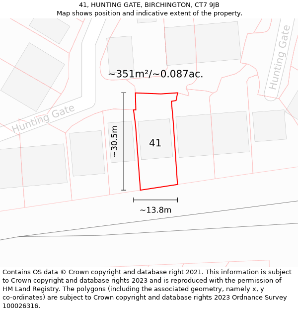 41, HUNTING GATE, BIRCHINGTON, CT7 9JB: Plot and title map