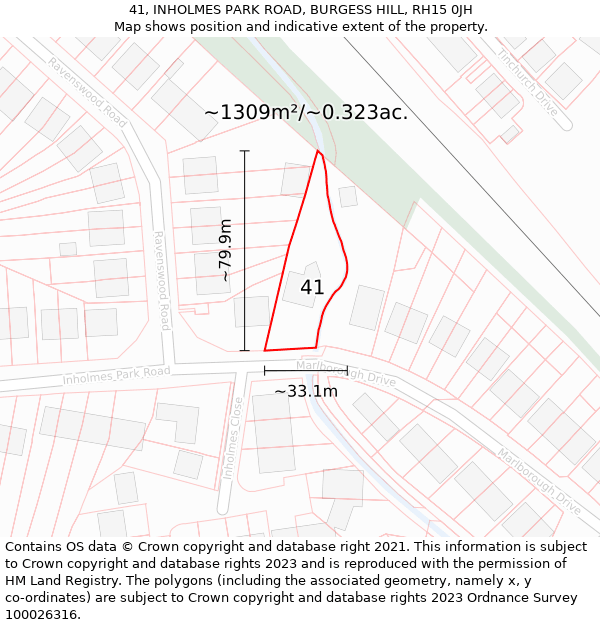 41, INHOLMES PARK ROAD, BURGESS HILL, RH15 0JH: Plot and title map