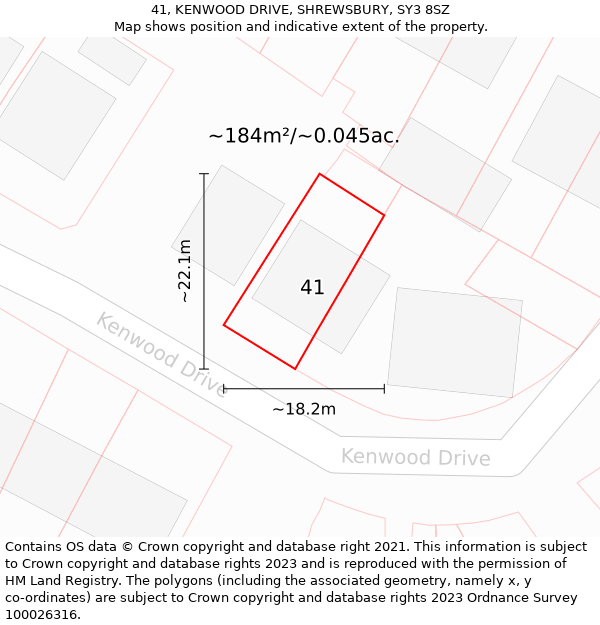 41, KENWOOD DRIVE, SHREWSBURY, SY3 8SZ: Plot and title map