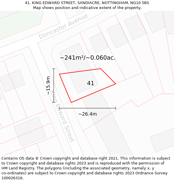 41, KING EDWARD STREET, SANDIACRE, NOTTINGHAM, NG10 5BS: Plot and title map