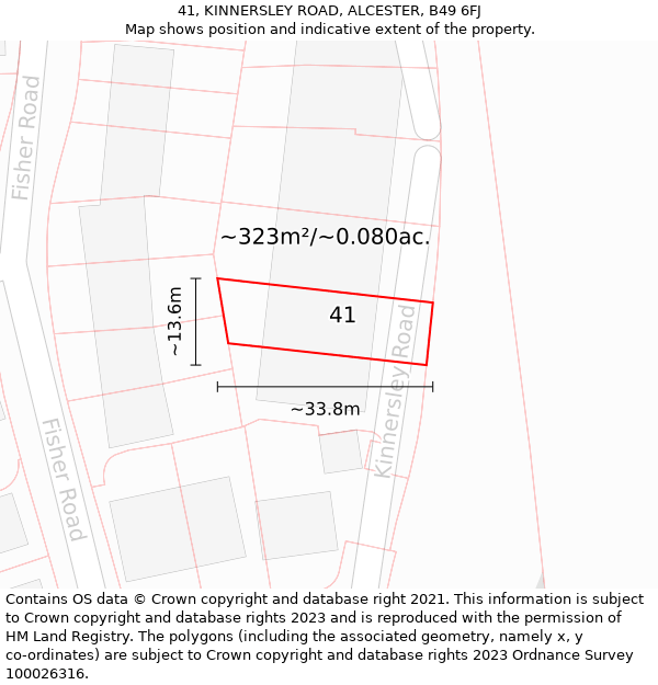 41, KINNERSLEY ROAD, ALCESTER, B49 6FJ: Plot and title map