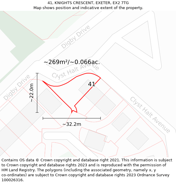 41, KNIGHTS CRESCENT, EXETER, EX2 7TG: Plot and title map