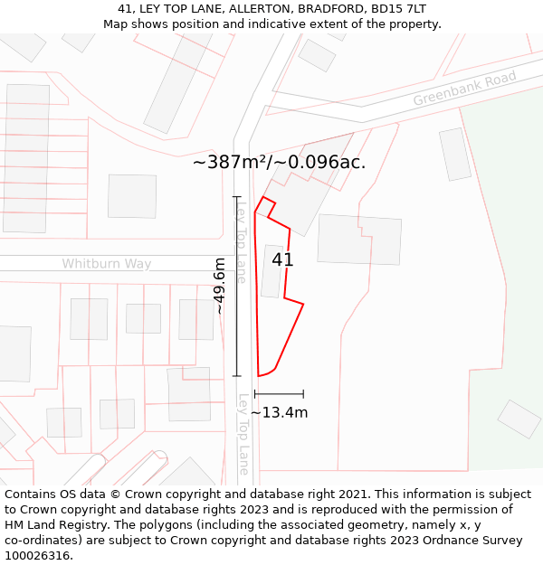 41, LEY TOP LANE, ALLERTON, BRADFORD, BD15 7LT: Plot and title map