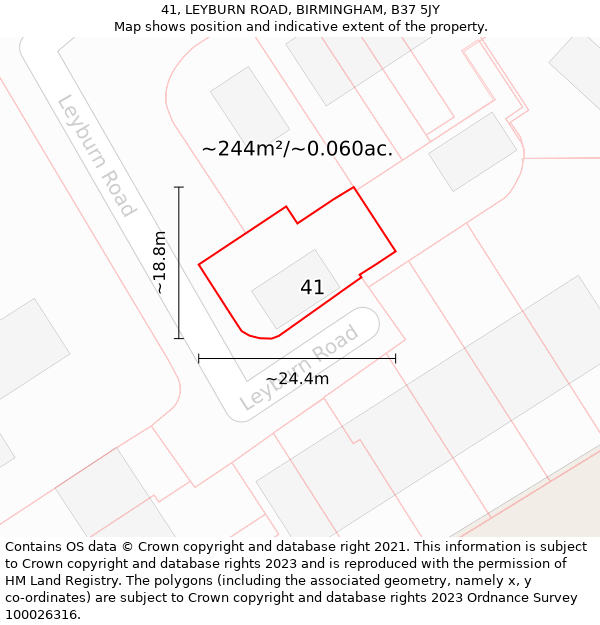 41, LEYBURN ROAD, BIRMINGHAM, B37 5JY: Plot and title map