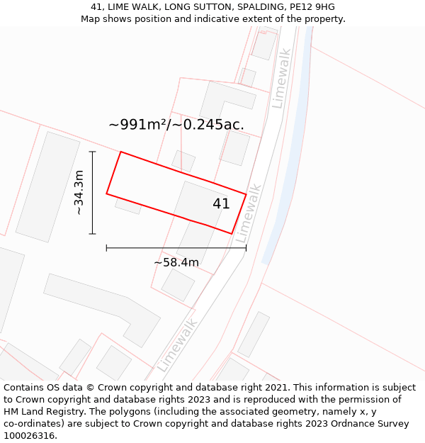 41, LIME WALK, LONG SUTTON, SPALDING, PE12 9HG: Plot and title map