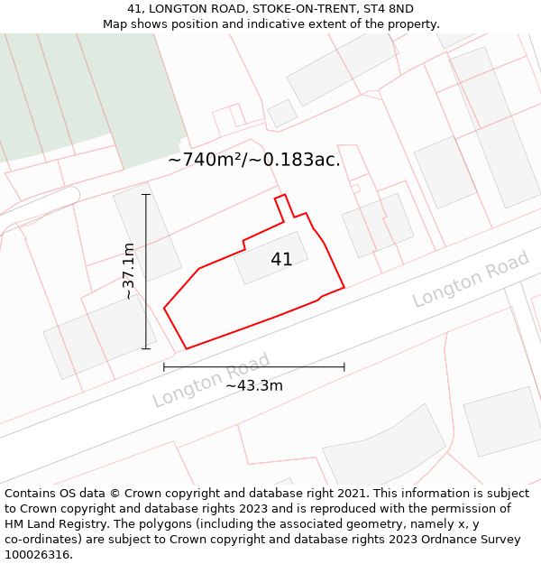 41, LONGTON ROAD, STOKE-ON-TRENT, ST4 8ND: Plot and title map